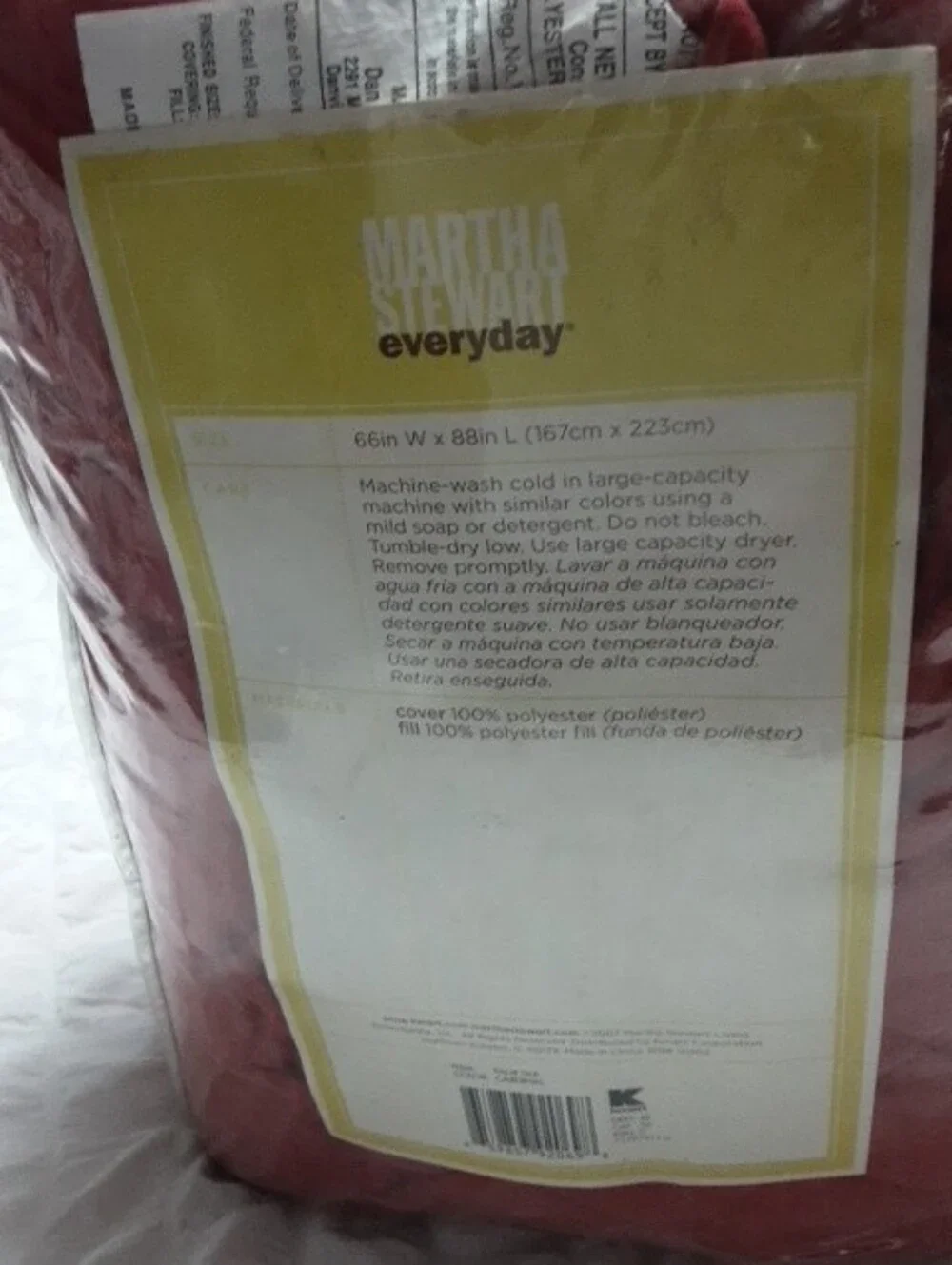 Martha Stewart Twin Coverlet in Cardinal Color.